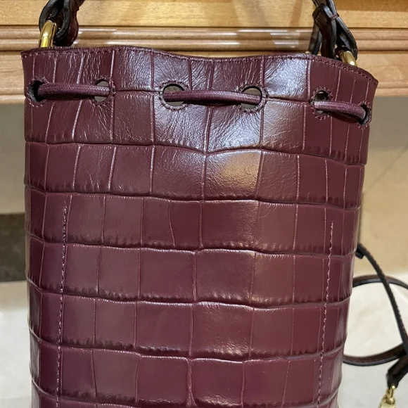 Furla Dark Red Croc-Embossed Shoulder Bag - Picture 2 of 9